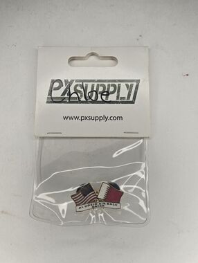 Al Udeid Air Base Qatar Enamel Pin | US & Qatar Crossed Flags Military Souvenir